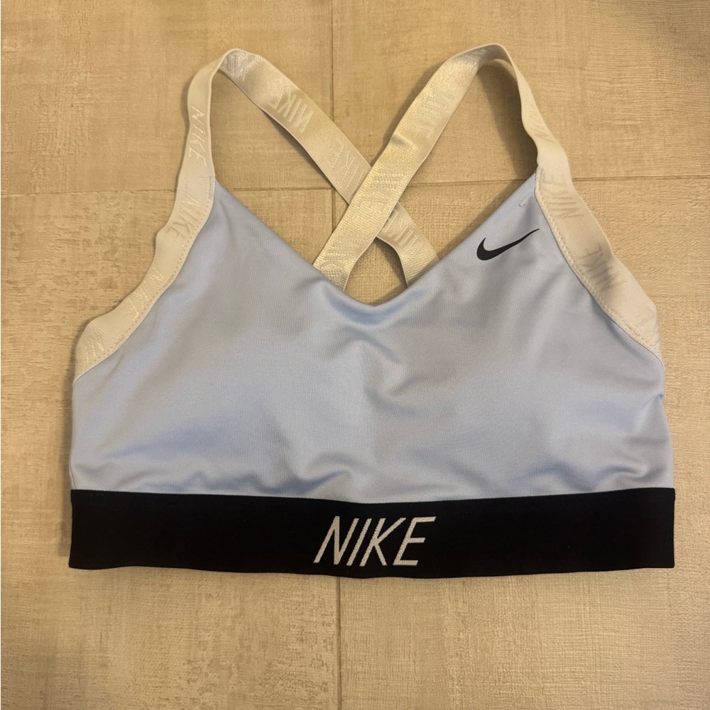 Nike Women's Sky Blue and Black Sports Bra
